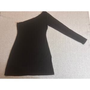 Reformation Yara One Shoulder Black Tencel Mini Dress  - M